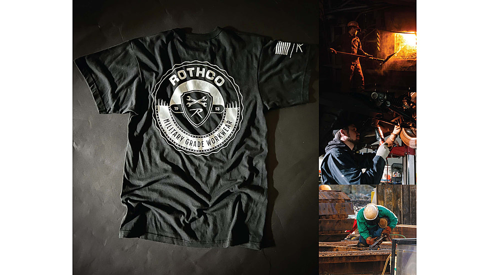 Rothco Military Grade Workwear Bottle Cap T-Shirt, Black, S, 11360-Black-S