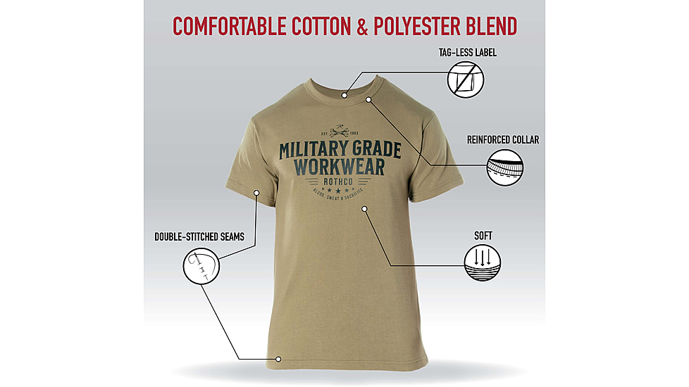 Rothco Military Grade Workwear Graphic T-Shirt, Coyote Brown, S, 11345-CoyoteBrown-S