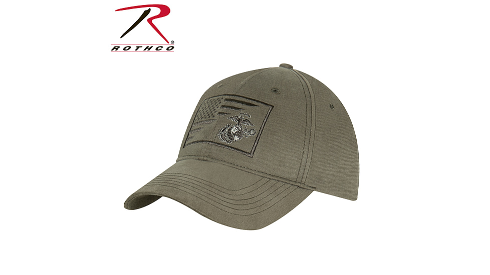 Rothco USMC Eagle, Globe and Anchor / US Flag Low Pro Cap, Olive Drab, 3859-OliveDrab
