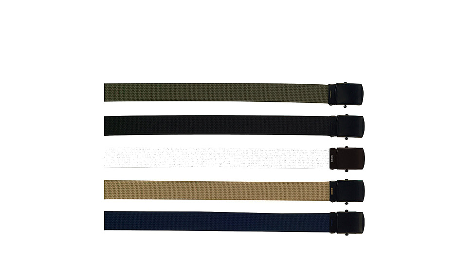 Rothco Military Web Belts w/ Black Buckle, Black, 44, 4294-Black-44Inches