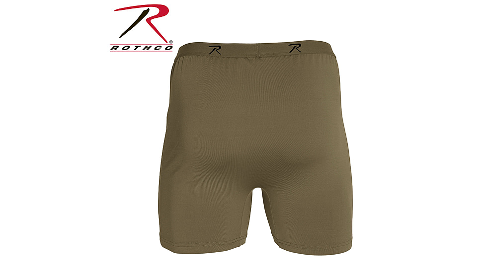 Rothco Moisture Wicking Performance Boxer Shorts - Mens, Antimicrobial, Anti-Odor, AR 670-1 Coyote Brown, Small 3826-S