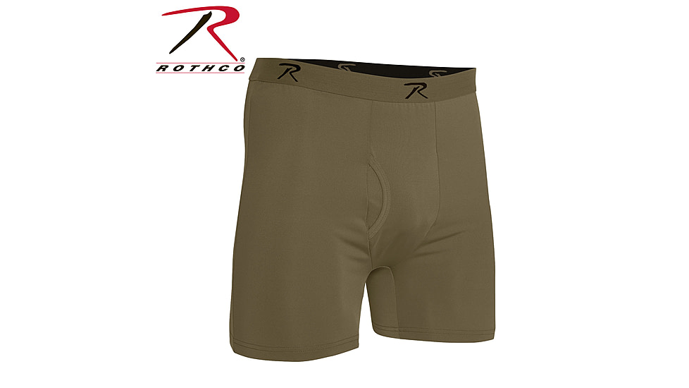 Rothco Moisture Wicking Performance Boxer Shorts - Mens, Antimicrobial, Anti-Odor, AR 670-1 Coyote Brown, Small 3826-S