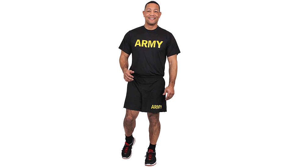 Rothco Physical Training Shirt, Black/Gold, L, 46020-Lg