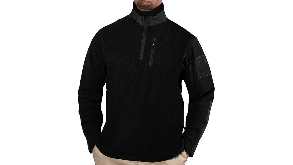 Rothco Quarter Zip Fleece Pullover - Mens, Black, Small, 97340-Black-S