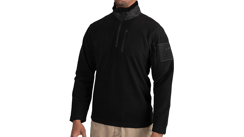 Rothco Quarter Zip Fleece Pullover - Mens, Black, Small, 97340-Black-S