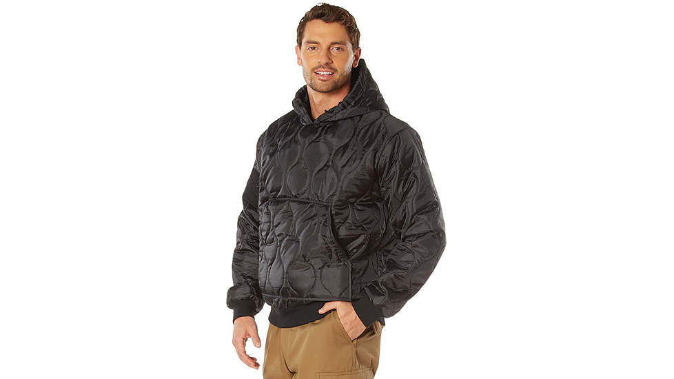 Rothco Quilted Woobie Hooded Sweatshirt - Mens, Black, Small, 10490-Black-S