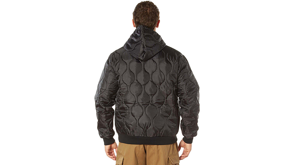 Rothco Quilted Woobie Hooded Sweatshirt - Mens, Black, Small, 10490-Black-S
