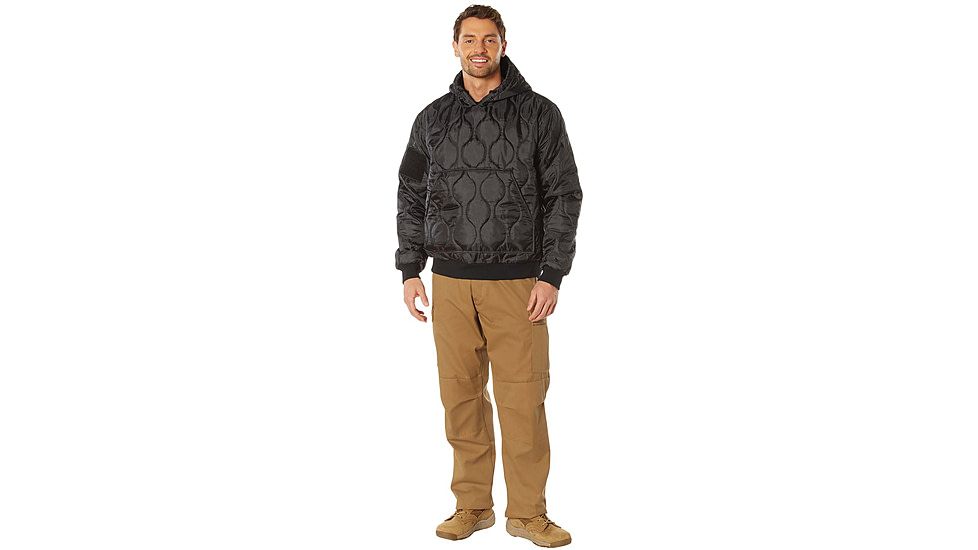 Rothco Quilted Woobie Hooded Sweatshirt - Mens, Black, Small, 10490-Black-S