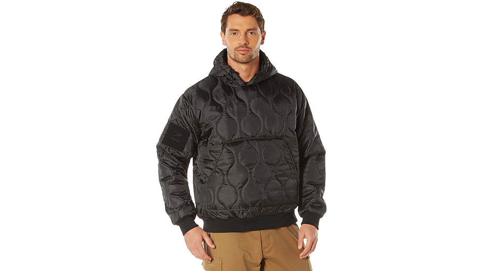 Rothco Quilted Woobie Hooded Sweatshirt - Mens, Black, Small, 10490-Black-S