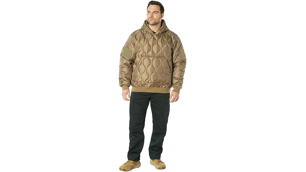 Rothco Quilted Woobie Hooded Sweatshirt - Mens, Coyote Brown, Small, 10494-CoyoteBrown-S