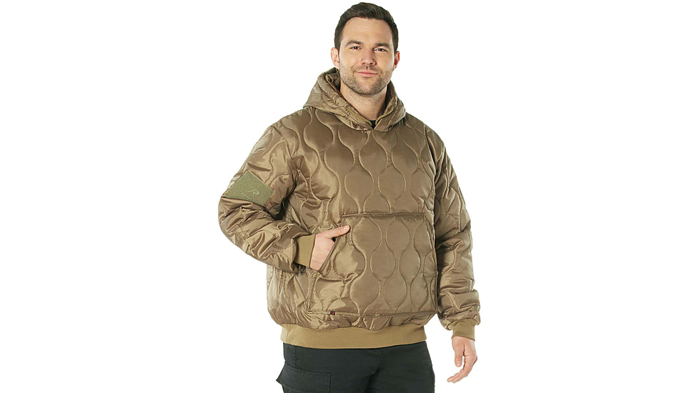 Rothco Quilted Woobie Hooded Sweatshirt - Mens, Coyote Brown, Small, 10494-CoyoteBrown-S