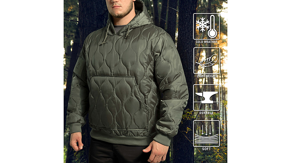 Rothco Quilted Woobie Hooded Sweatshirt - Mens, Olive Drab, Small, 10498-OliveDrab-S