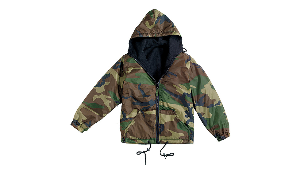 Rothco Reversible Lined Jacket With Hood, Woodland Camo, Small, 8463-WoodlandCamo-S