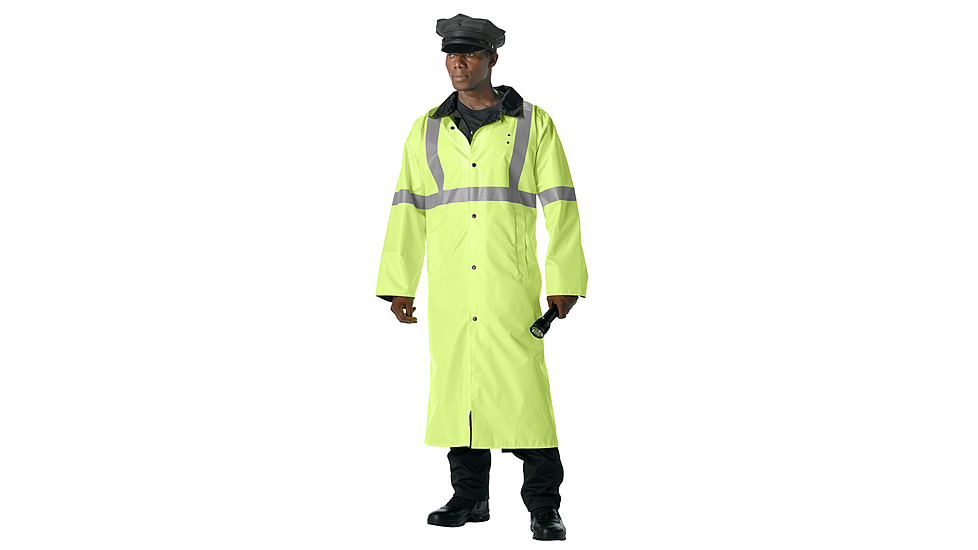 Rothco Reversible Reflective Rain Parka, Safety Green, Small, 3900-SafetyGreen-S