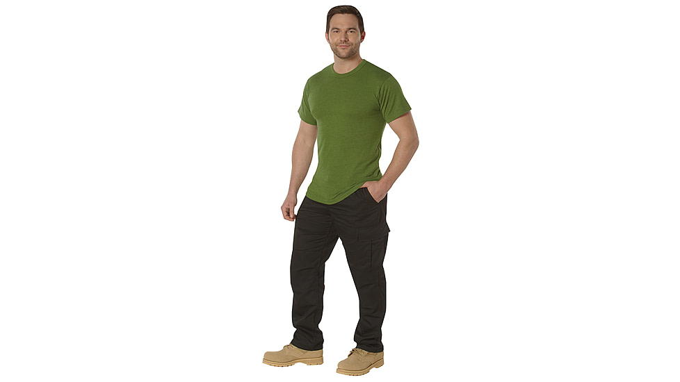 Rothco Solid Color Poly/Cotton Military T-Shirt - Mens, Small, Heather Green, 66675-HeatherGreen-S