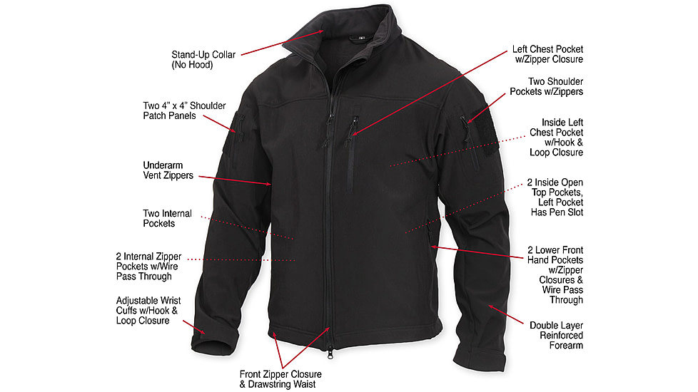 Rothco Stealth Ops Soft Shell Tactical Jacket, Small, 3577-S