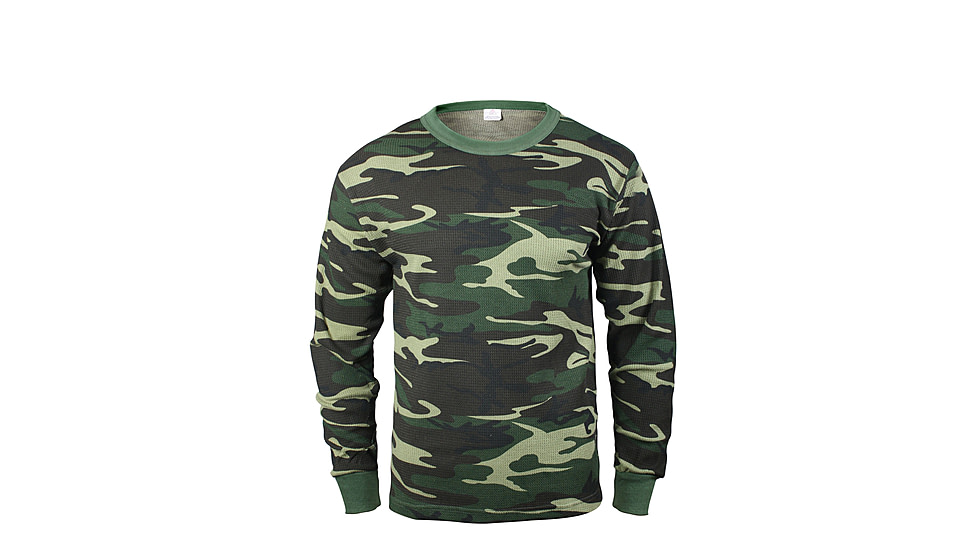 Rothco Thermal Knit Underwear Top, Woodland Camo, Small, 6100-WoodlandCamo-S