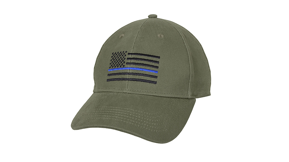 Rothco Thin Blue Line Flag Low Profile Cap, Olive Drab, 4425-OliveDrab