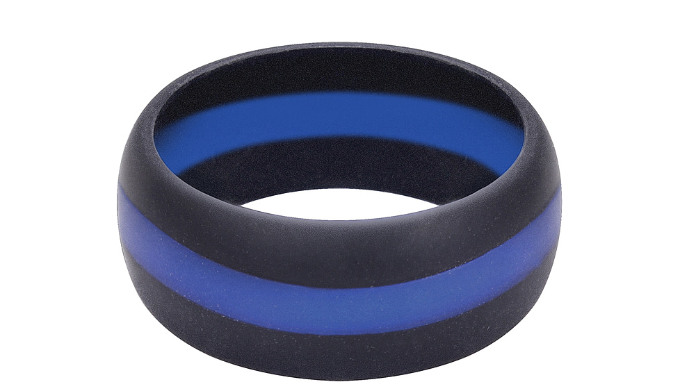 Rothco Thin Blue Line Silicone Ring, Black/Blue, 9, 800-000