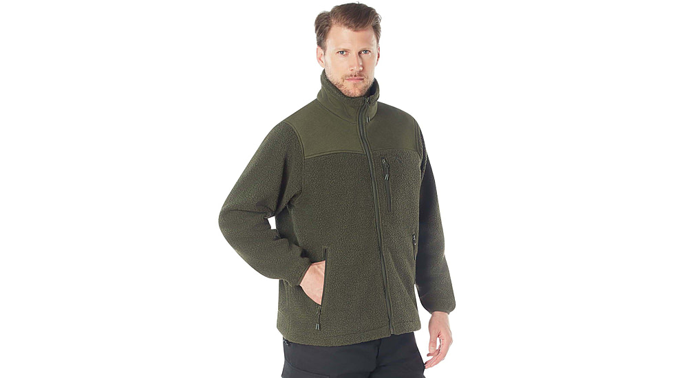 Rothco Trailsman Sherpa Fleece Jacket, Olive Drab, S, 96625-OliveDrab-S