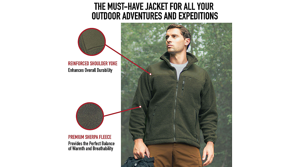 Rothco Trailsman Sherpa Fleece Jacket - Mens, Olive Drab, Small, 96625-OliveDrab-S