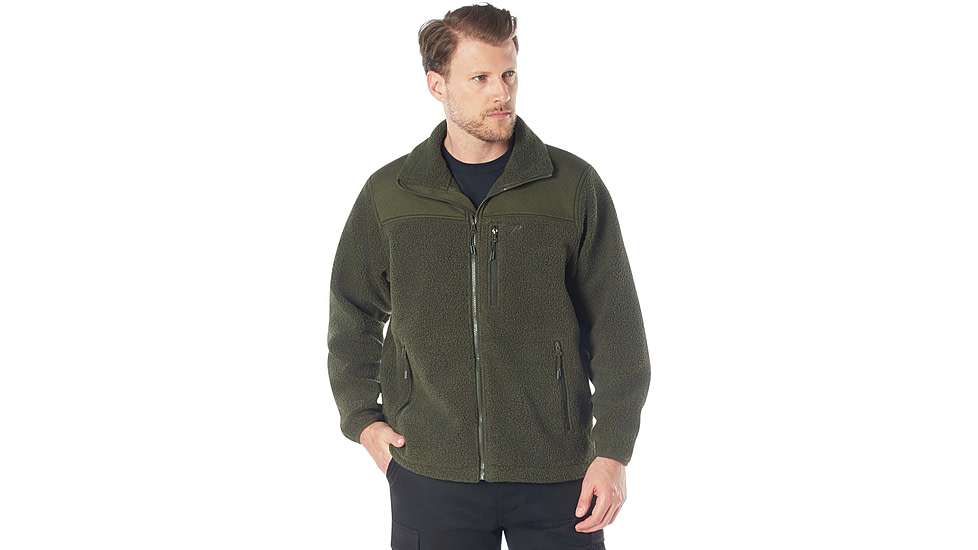 Rothco Trailsman Sherpa Fleece Jacket, Olive Drab, S, 96625-OliveDrab-S