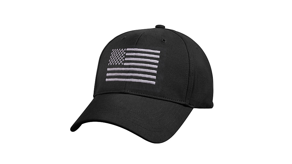 Rothco U.S. Flag Low Profile Cap, Black/Silver, 8978-BlackSilver