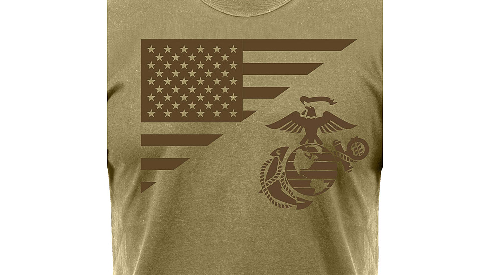 Rothco US Flag / USMC Eagle, Globe, &amp; Anchor T Shirt, Coyote Brown, Medium, 54280-CoyoteBrown-M