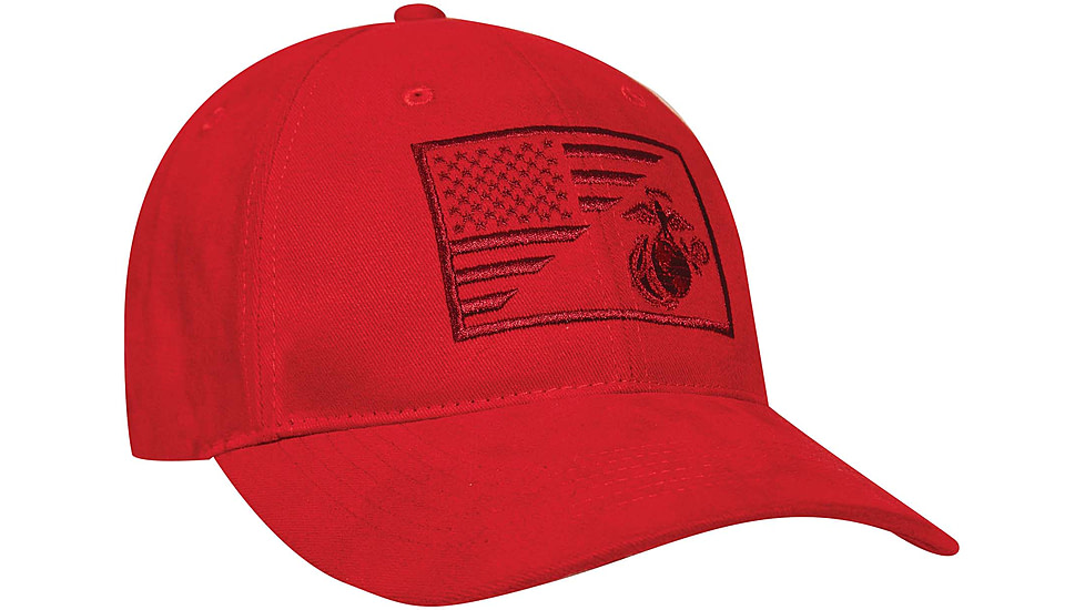 Rothco USMC Eagle Globe and Anchor/US Flag Low Pro Cap, Red, 71850-Red-OneSize
