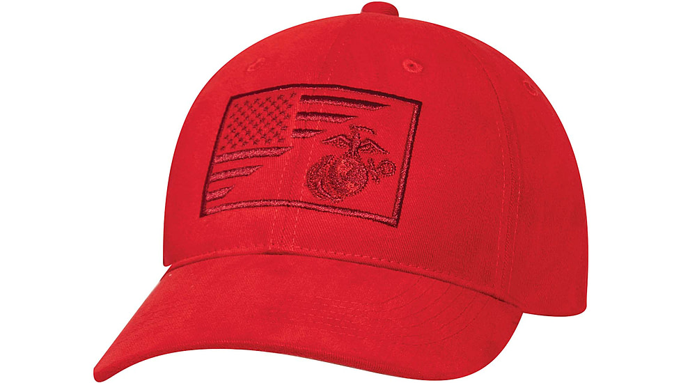 Rothco USMC Eagle Globe and Anchor/US Flag Low Pro Cap, Red, 71850-Red-OneSize