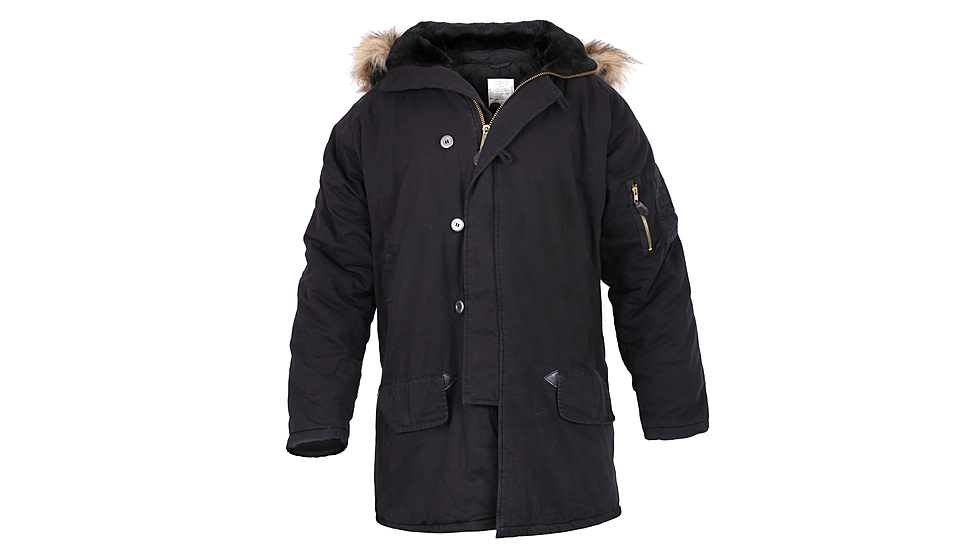 Rothco Vintage N-3B Parka, Black, Small, 9963-Black-S