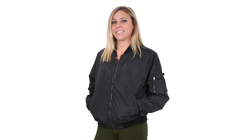 Rothco Womens MA-1 Flight Jacket, Black, 2XS, 2410-Black-XXS