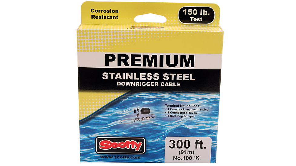 Scotty 1001K Premium SS Downrigger Cable w/Terminal Kit, 300ft, 150lb, 1001K