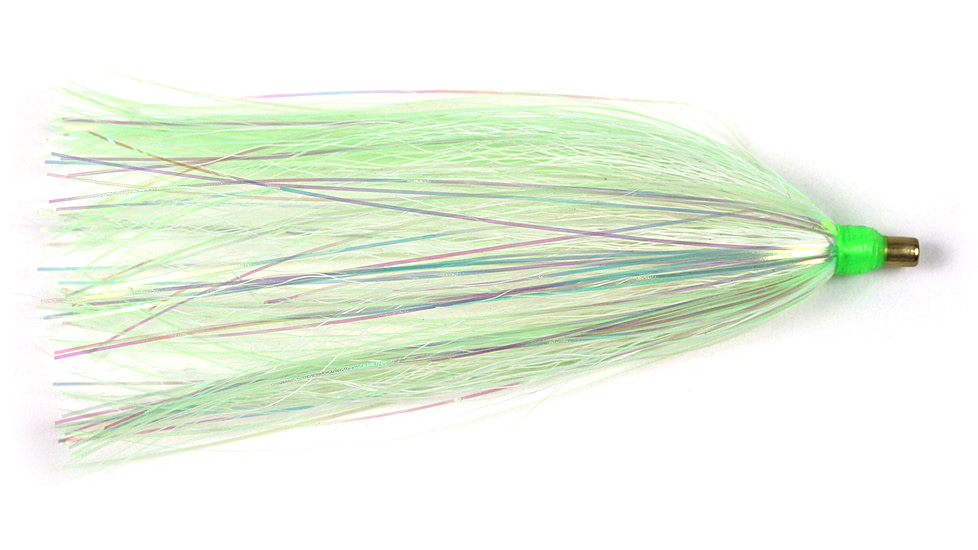 Sea Striker Bucktail Teaser 3in, White/Chartreuse Mylar, 3/Pack, BTWCM3