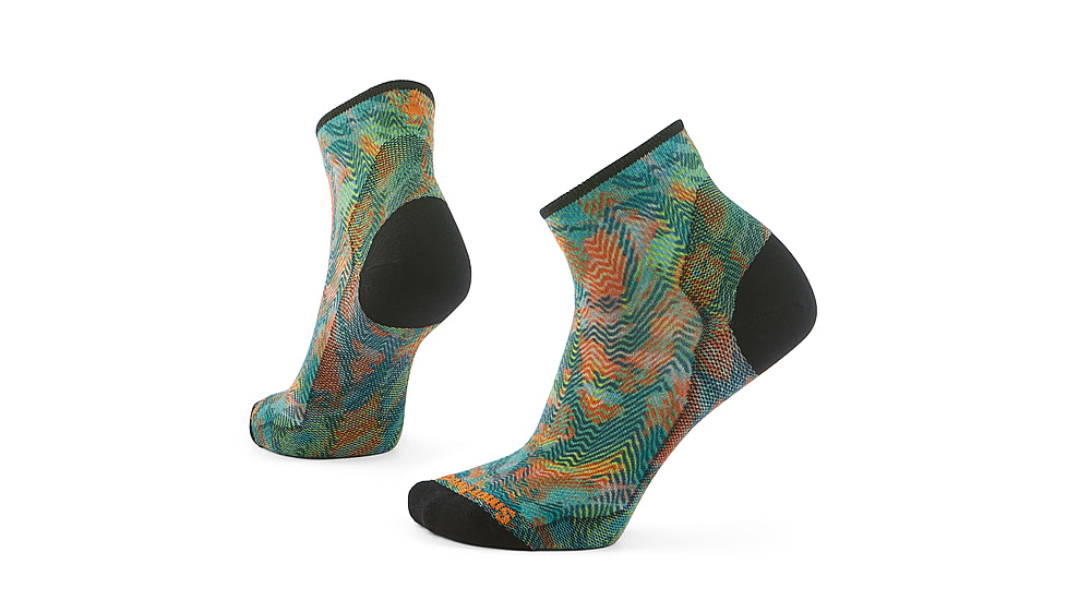 Smartwool Bike Zero Cushion Jungle Music Print Ankle Socks - Womens, Honey Gold, Small, SW002704K11100S000