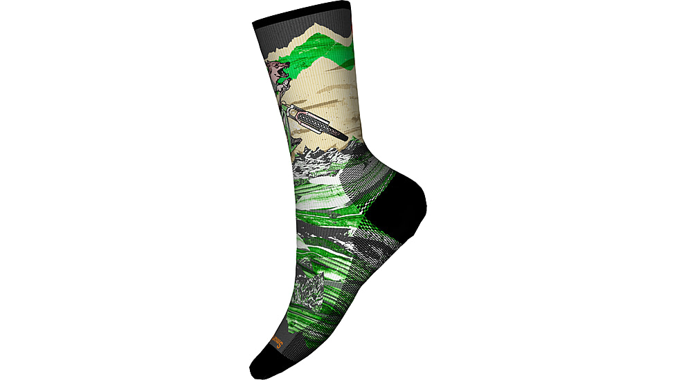 Smartwool Bike Zero Cushion Wolf Print Crew Socks, Natural, Medium, SW0019681001-M
