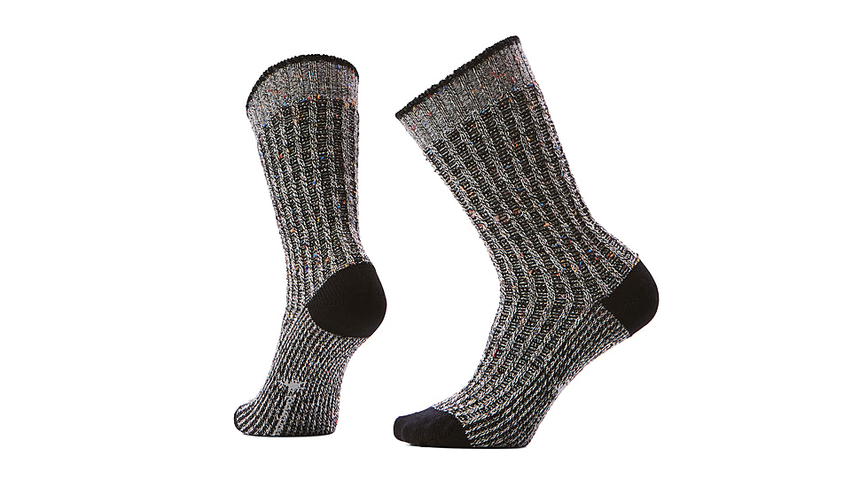 Smartwool Everyday Cozy Waffle Press Crew Socks - Womens, Black/Multi Donegal, Large, SW002504C26100L000