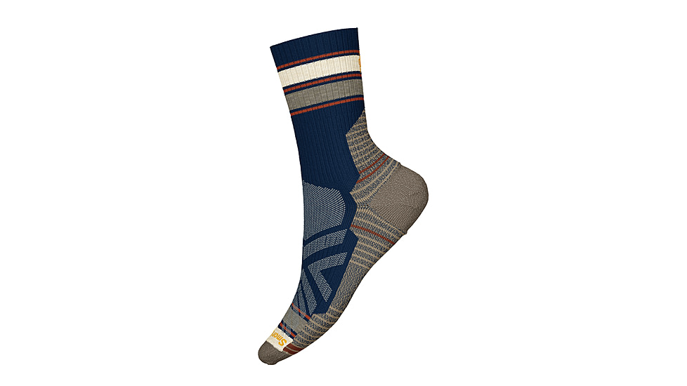 Smartwool Hike Light Cushion Striped Mid Crew Socks, Deep Navy, Extra Large, SW0016090921-XL