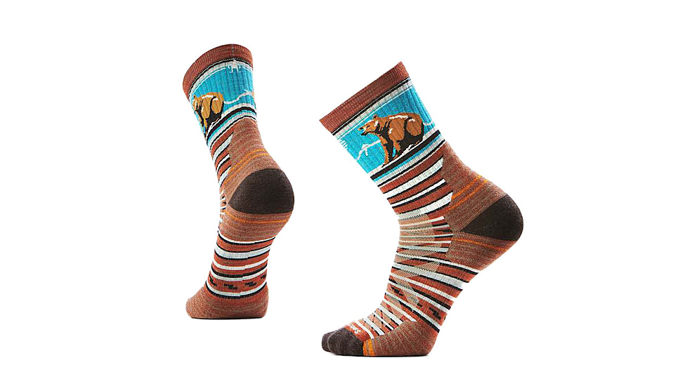 Smartwool Hike Targeted Cushion Bear Stripe Mid Crew Socks - Mens, Picante, Large, SW002880J33100L000