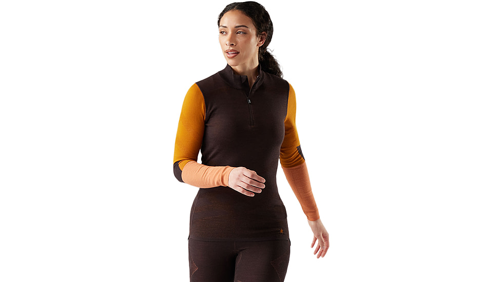 Smartwool Intraknit Thermal Merino Base Layer Colorblock 1/4 Zip - Womens, Mink, Large, SW002837P84100L000