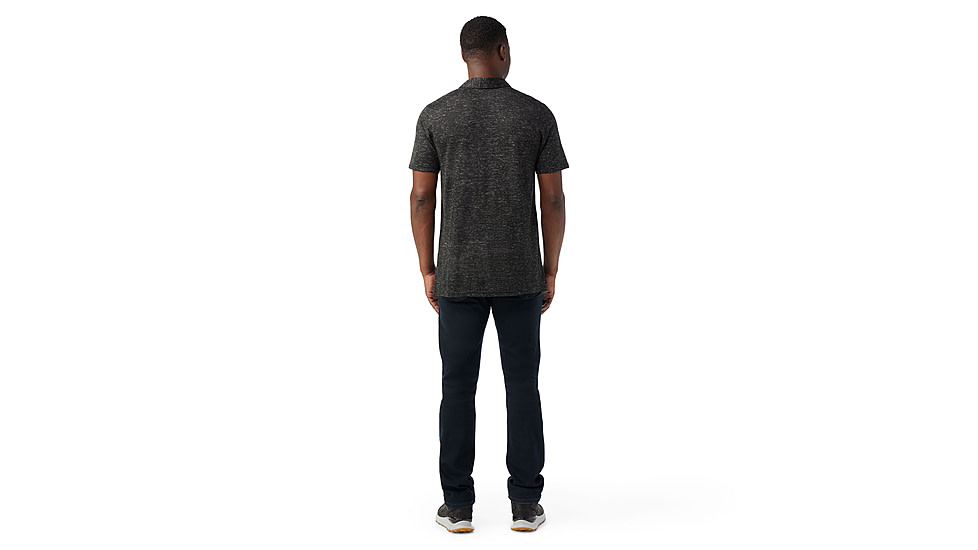 Smartwool Mens Merino Hemp Blend Short Sleeve Polo - Mens, Black Heather, Small, SW016580A52100S000