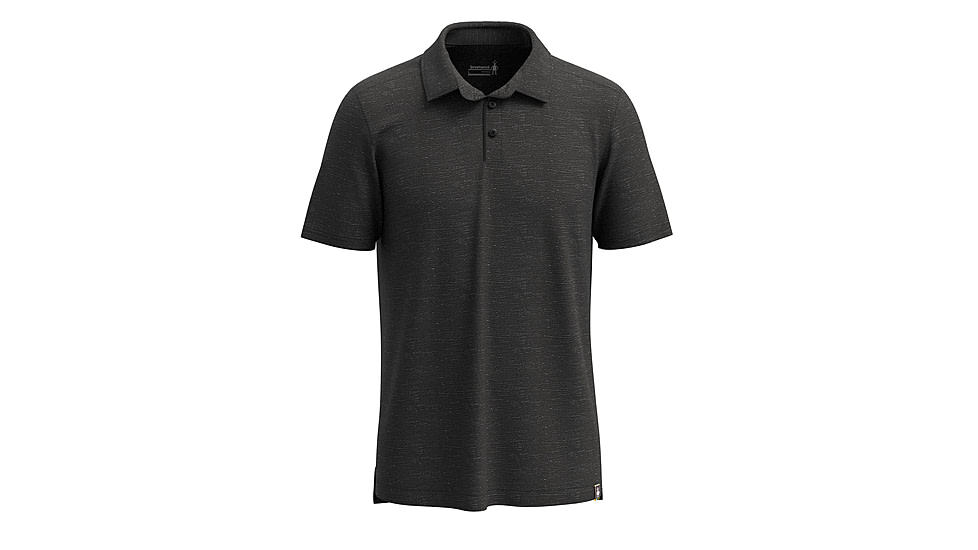 Smartwool Mens Merino Hemp Blend Short Sleeve Polo - Mens, Black Heather, Small, SW016580A52100S000