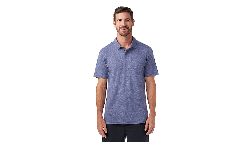 Smartwool Mens Merino Hemp Blend Short Sleeve Polo - Mens, Nightfall Blue Heather, 2XL, SW016580P441XXL000