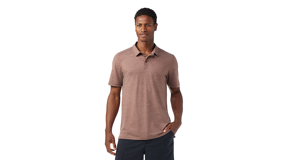 Smartwool Mens Merino Hemp Blend Short Sleeve Polo - Mens, Sable Brown Heather, 2XL, SW016580N211XXL000