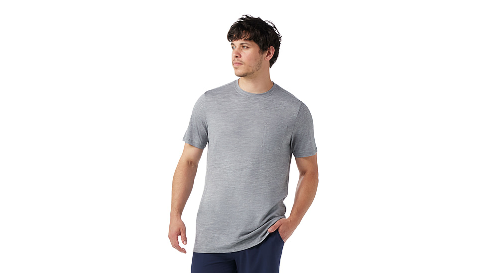 Smartwool Merino Hemp Blend Short Sleeve Pocket Tee - Mens, Light Gray Heather, Large, SW017026545100L000