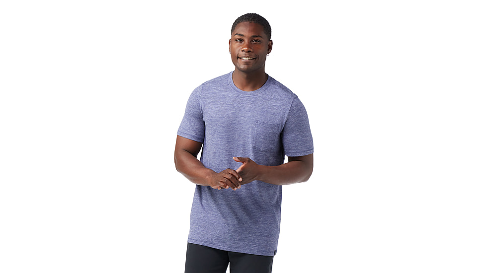 Smartwool Merino Hemp Blend Short Sleeve Pocket Tee - Mens, Nightfall Blue Heather, Small, SW017026P44100S000