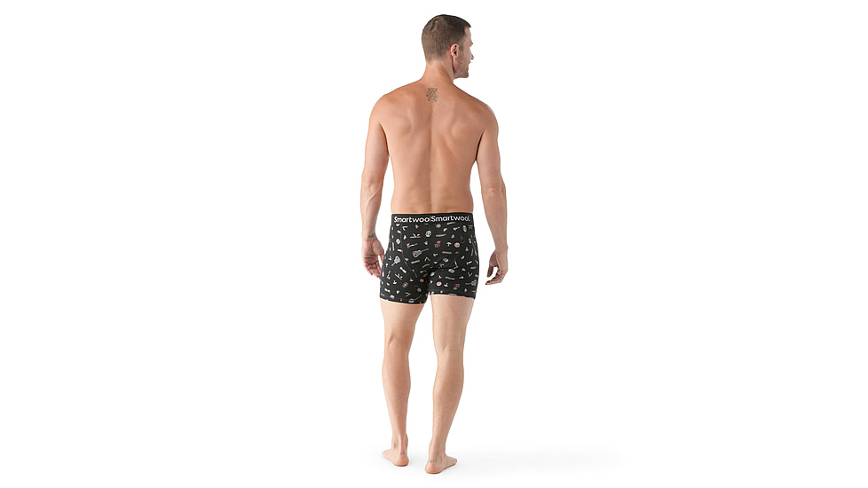 Smartwool Merino Print Boxer Brief Boxed - Mens, Black Gone Camping, Small, SW017005N54100S000