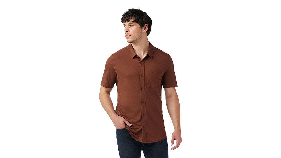 Smartwool Short Sleeve Button Down - Mens, Sable Brown, Extra Large, SW016963N2010XL000