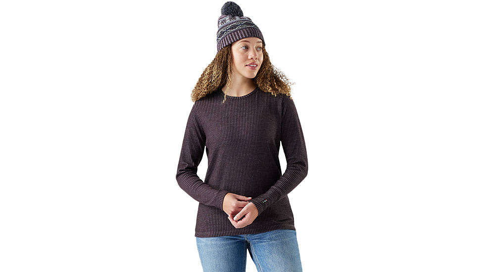 Smartwool Thermal Merino Rib Crew - Womens, Mink/Chalk Violet Heather, Extra Small, SW002566Q0210XS000