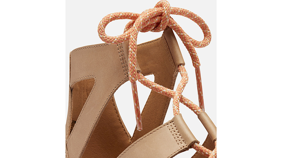 Sorel Cameron Flatform Lace Wedge Sandals Leather - Womens, Honest Beige/Gum 17, 9.5 US, 1999101-246-9.5